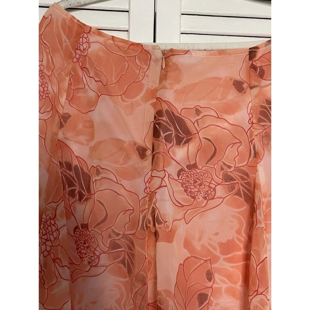 Sheri Martin Womens 18‎ Skirt Peach Handkerchief Hem Floral Elegant Lined